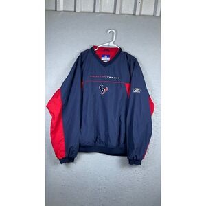Reebok Houston Texans Windbreaker Mens XL Blue Excellent V-Neck Pullover NFL